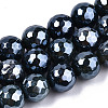 Electroplate Natural Agate Beads Strands G-T131-55-27-1