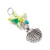 Starfish/Sea Stars Dyed Synthetic Turquoise & Alloy Shell Shape Pendants PALLOY-JF03957-02-3