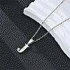 201 Stainless Steel Crystal Rhinestone Initial Pendant Necklaces FS-WG28760-16-1