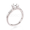 Rhodium Plated 925 Sterling Silver Micro Pave Cubic Zirconia Engagement Solitaire Ring Settings STER-N016-72P-1
