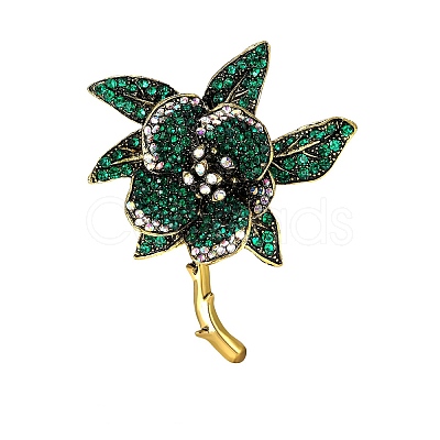 Flower Alloy Rhinestone Brooches for Backpack Clothes PW-WG76595-02-1