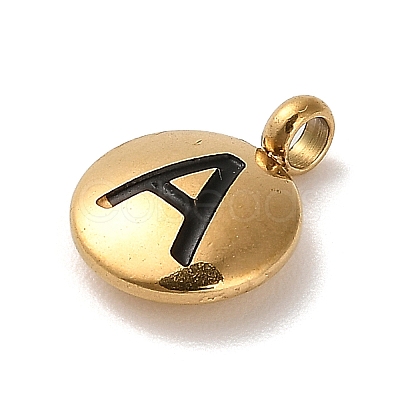 304 Stainless Steel Black Enamel Charms STAS-R009-01G-A-1