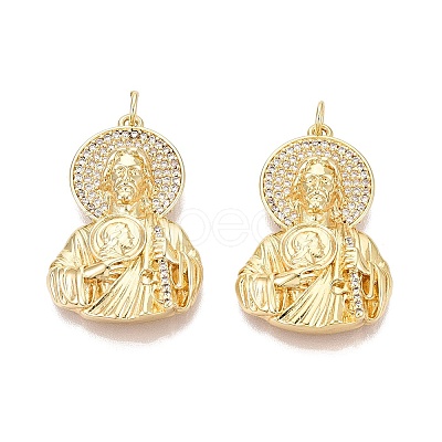 Religion Brass Micro Pave Clear Cubic Zirconia Pendants KK-N287-46A-G-1