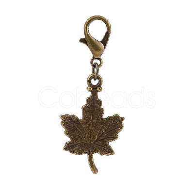 Maple Leaf Alloy Pendants Decorations Set HJEW-JM00819-1