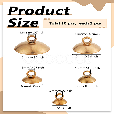 10Pcs 5 Styles 304 Stainless Steel Bead Cap Pendant Bails STAS-LP0005-20-1