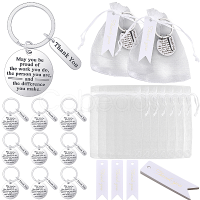 12Pcs Stainless Steel Keychains KEYC-BM0001-08-1