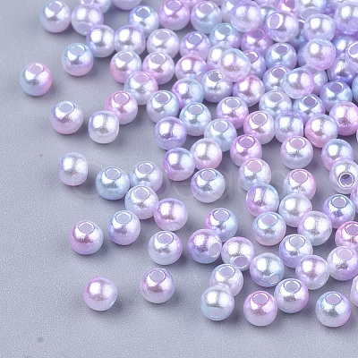 Rainbow ABS Plastic Imitation Pearl Beads X-OACR-Q174-10mm-01-1
