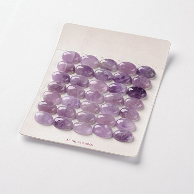 Natural Amethyst Gemstone Oval Cabochons X-G-J329-13-6x8mm-1
