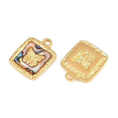 304 Stainless Steel & Natural Paua Shell Pendants SH-CBA5A59-01G-02-1