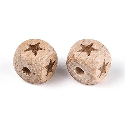 Engraved Beech Wood Beads WOOD-N022-06A-1