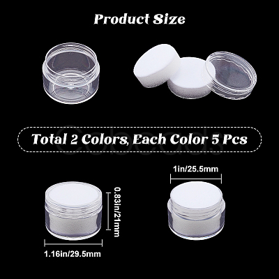 10Pcs 2 Colors Round Jewelry Clear Plastic Loose Diamond Storage Box CON-GF0001-15A-1