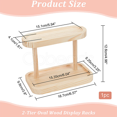 2-Tier Oval Wood Display Racks ODIS-WH0025-127B-1