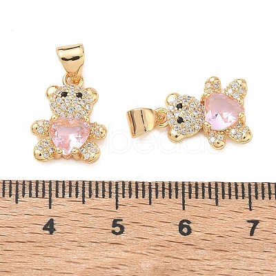 Brass Micro Pave Cubic Zirconia Charms KK-K351-69G-06-1