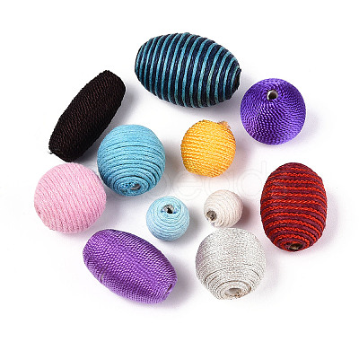 Handmade Waxed Cord Covered Beads M-CR001Y-1
