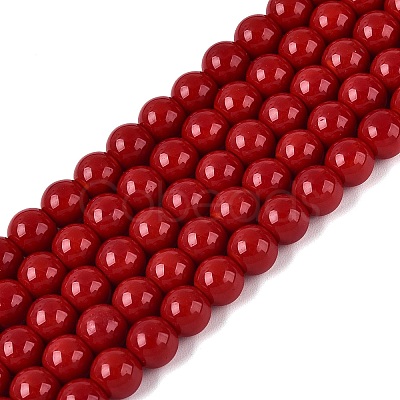 Opaque Solid Color Glass Beads Strands X-GLAA-T032-P6mm-20-1