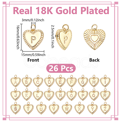 26Pcs 26 Styles Brass Initial Pendants KK-UN0005-84-1