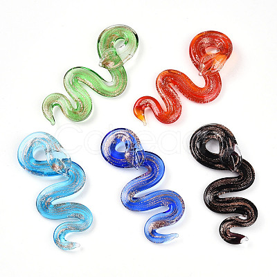 Handmade Gold Sand Lampwork Big Pendants LAMP-T023-11-1