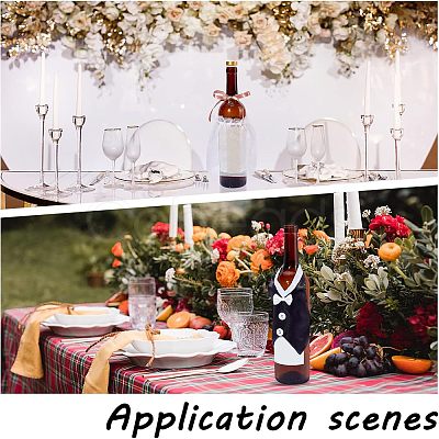 2 Sets 2 Style Organza & Cloth Bride and Groom Wine Bottle Cover AJEW-CA0002-44-1