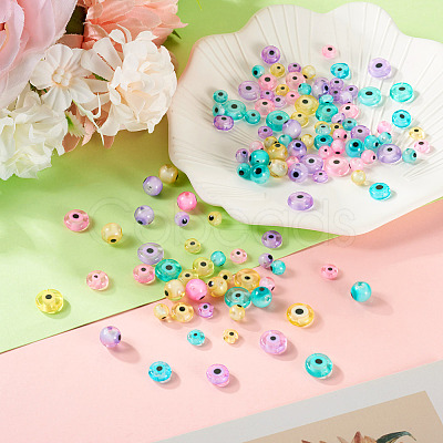 120Pcs 5 Styles Handmade Evil Eye Lampwork Beads Strands LAMP-TA0001-50-1