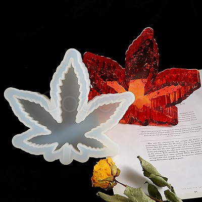 DIY Pot Leaf Ashtray Silicone Molds Kits DIY-OC0003-53-1