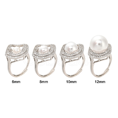 Rhombus Brass Micro Pave Clear Cubic Zirconia Adjustable Ring Settings KK-D378-34P-1