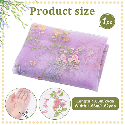 2 Yards Polyester Embroidery 3D Flower Mesh Fabrics DIY-WH0622-383D-1