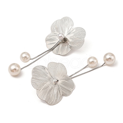 Flower Alloy Dangle Stud Earrings EJEW-L096-005P-1