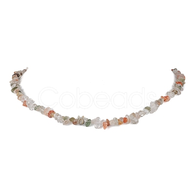 Natural Rutilated Quartz Chip Beaded Necklace NJEW-JN04615-10-1