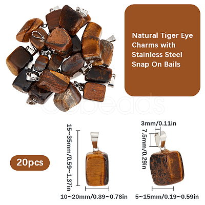 20Pcs Natural Tiger Eye Pendants G-BBC0001-50C-1