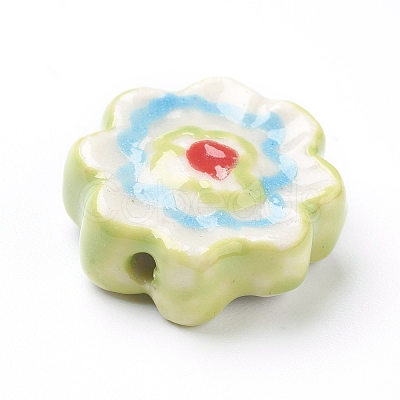 Handmade Porcelain Flower Beads Strands PORC-G006-14-1