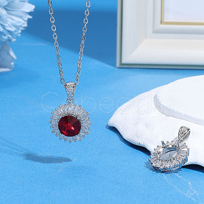 2Pcs 925 Sterling Silver Micro Pave Clear Cubic Zirconia Pendant Settings STER-PH0005-06-1