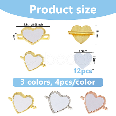 12 Bags 3 Colors Alloy Heat Transfer Watch Band Accessories FIND-DC0007-60B-1