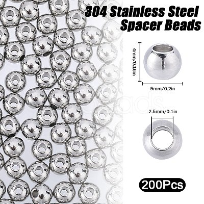 304 Stainless Steel Spacer Beads STAS-SC0006-87C-1