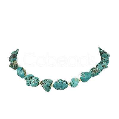 Dyed Natural Magnesite Nuggets Beaded Necklaces NJEW-JN06435-1