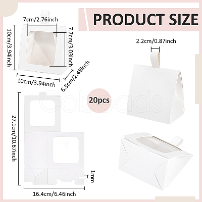 Cardboard Paper Cake Boxes with Plastic Visible Window and Handle CON-WH0117-04B-1
