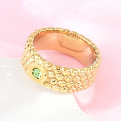 304 Stainless Steel Cubic Zirconia Finger Rings LS-RJEW-F203-03G-03-1