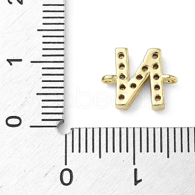 Brass Micro Pave Clear Cubic Zirconia Letter Links Connector Charms KK-I382-07G-N-1
