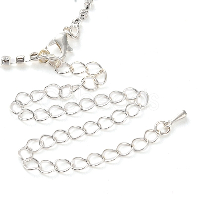 Alloy Rhinestone Rectangle Pendant Necklaces & Horse Eye Stud Earring Sets for Women SJEW-U001-01P-04-1