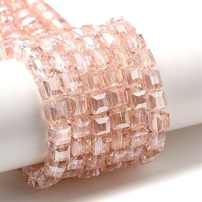Electroplate Glass Beads Strands EGLA-D018-6x6mm-32-1