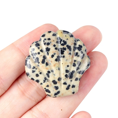 Natural Dalmatian Jasper Carved Healing Shell Shape Figurines PW-WG72799-01-1