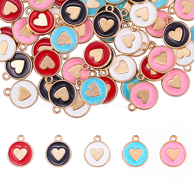 50Pcs 5 Colors Alloy Enamel Charms ENAM-CJ0001-86-1