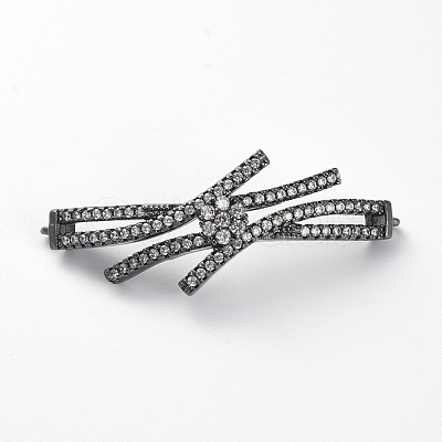 Brass Micro Pave Cubic Zirconia Links connectors ZIRC-G157-48-1