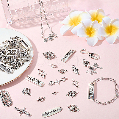60Pcs 20 Styles Tibetan Style Alloy Connector Charms TIBE-SC0002-51-1
