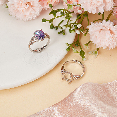 1Pc Rhodium Plated 925 Sterling Silver Adjustable Ring Findings STER-BBC0006-03-1