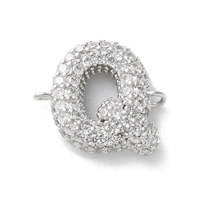 Brass Micro Pave Cubic Zirconia Letter Links KK-I717-04Q-P-1
