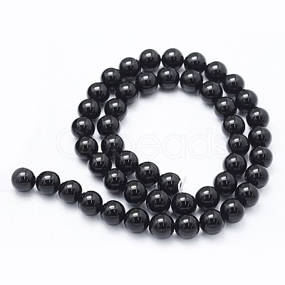 Natural Black Onyx Beads Strands G-E469-08-6mm-1