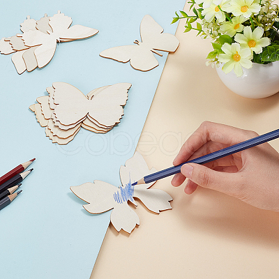 48Pcs 4 Style Unfinished Wood Cutouts WOOD-GO0001-01-1