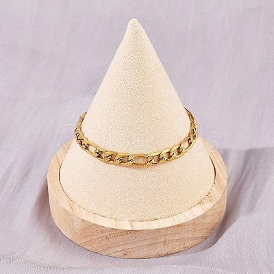 304 Stainless Steel Figaro Chain Bracelets for Women BJEW-G757-15G-1