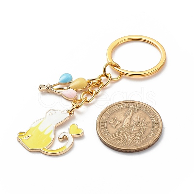 Cute Enamel Cat Pendant Keychain KEYC-JKC00420-1