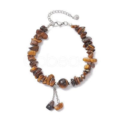 4Pcs Natural Mixed Gemstone Chip Beaded Charm Bracelets for Women BJEW-JB12296-1